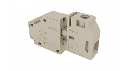 Клеммная колодка DINKLE PPACNVH-4, Винтовая, сечение провода 0.2-6 мм2, ток 41 A, Серый фото 1