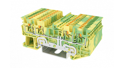 Клеммная колодка DINKLE DP1.5N-TR-PE, Push-in, сечение провода 0.14-1.5 мм2, ток 17.5 A, Желто-зеленый фото 1