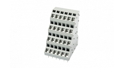 Клеммная колодка DINKLE W4K508-24P, Пружинная, 24 контакта, сечение провода 0.5-2.5 мм2, ток 24 A, Серый фото 1
