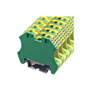 Клеммная колодка DINKLE DK10-PE (GK10), Винтовая, сечение провода 0.5-10 мм2, ток 57 A, Желто-зеленый