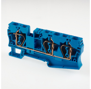 Клеммная колодка DINKLE AK6-TN-BL, Пружинная, сечение провода 0.5-6 мм2, ток 41 A, Синий