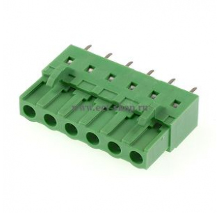 Клеммная колодка DINKLE 2ESDCV-06P, 6 контактов, сечение провода - мм2, ток 18 A, Зеленый