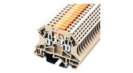 Клеммная колодка DINKLE DK2.5-TG (KDK2.5), Винтовая, сечение провода 0.5-2.5 мм2, ток 16 A, Бежевый фото 1