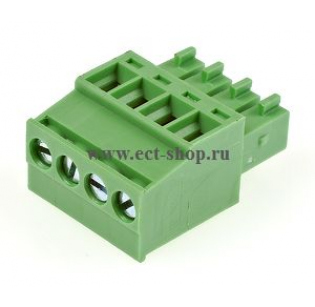 Клеммная колодка DINKLE EC381R-04P, Винтовая, 4 контакта, сечение провода 0.2-1.5 мм2, ток 14 A, Зеленый