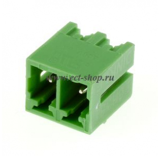 Клеммная колодка DINKLE ECH350V-02P, 2 контакта, сечение провода - мм2, ток 14 A, Зеленый