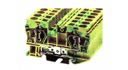 Клеммная колодка DINKLE AK6-PE, Пружинная, сечение провода 0.5-6 мм2, ток 41 A, Желто-зеленый фото 1