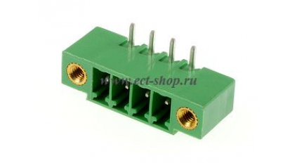 Клеммная колодка DINKLE ECH381RM-04P, 4 контакта, сечение провода - мм2, ток 14 A, Зеленый фото 1