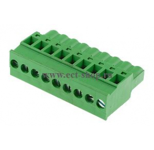 Клеммная колодка DINKLE 2ESDPL-09P, Винтовая, 9 контактов, сечение провода 0.2-4 мм2, ток 18 A, Зеленый