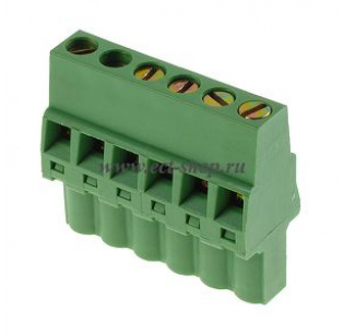 Клеммная колодка DINKLE 2ESDRL-06P, Винтовая, 6 контактов, сечение провода 0.2-2.5 мм2, ток 18 A, Зеленый