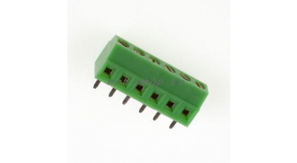 Клеммная колодка DINKLE EK381V-06P, Винтовая, 6 контактов, сечение провода 0.5-1.5 мм2, ток 12 A, Зеленый фото 1