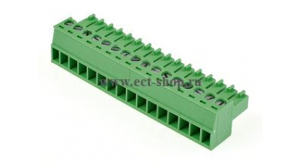 Клеммная колодка DINKLE EC381V-16P, Винтовая, 16 контактов, сечение провода 0.2-1.5 мм2, ток 14 A, Зеленый фото 1