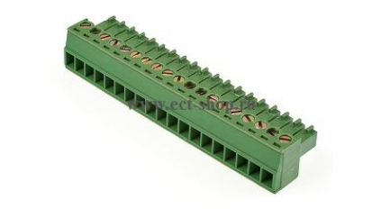 Клеммная колодка DINKLE EC350V-19P, Винтовая, 19 контактов, сечение провода 0.2-1.5 мм2, ток 14 A, Зеленый фото 1
