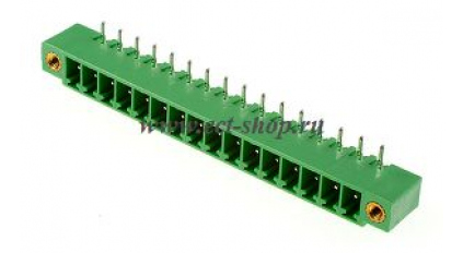 Клеммная колодка DINKLE ECH381RM-16P, 16 контактов, сечение провода - мм2, ток 14 A, Зеленый фото 1