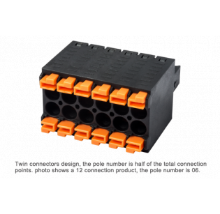 Клеммная колодка DINKLE 0181-A302, 2 контакта, сечение провода 0.2-1.5 мм2, ток 8 A, Черный