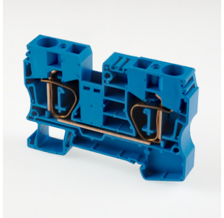 Клеммная колодка DINKLE AK10-BL, Пружинная, сечение провода 1.5-10 мм2, ток 57 A, Синий