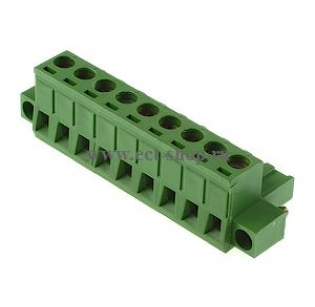 Клеммная колодка DINKLE 2ESDVM-09P, Винтовая, 9 контактов, сечение провода 0.2-4 мм2, ток 18 A, Зеленый