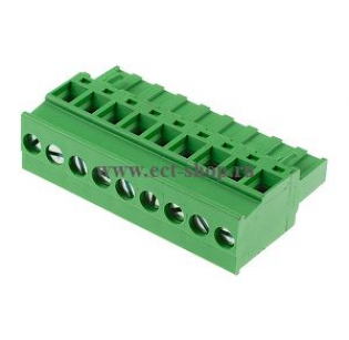 Клеммная колодка DINKLE 5ESDP-09P, Винтовая, 9 контактов, сечение провода 0.2-4 мм2, ток 18 A, Зеленый