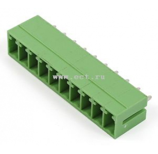 Клеммная колодка DINKLE ECH350V-10P, 10 контактов, сечение провода - мм2, ток 14 A, Зеленый