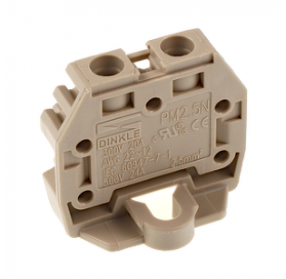 Клеммная колодка DINKLE PM2.5N, Винтовая, сечение провода 0.34-2.5 мм2, ток 24 A, Бежевый