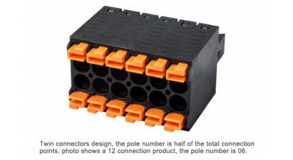 Клеммная колодка DINKLE 0181-A302, 2 контакта, сечение провода 0.2-1.5 мм2, ток 8 A, Черный фото 1