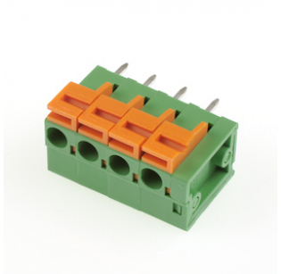 Клеммная колодка DINKLE 142V-04P, Пружина, 4 контакта, сечение провода 0.5-1.5 мм2, ток 17.5 A, Зеленый