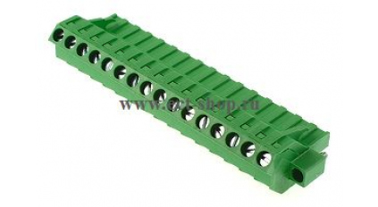Клеммная колодка DINKLE 2ESDAM-16P, Винтовая, 16 контактов, сечение провода 0.2-4 мм2, ток 18 A, Зеленый фото 1