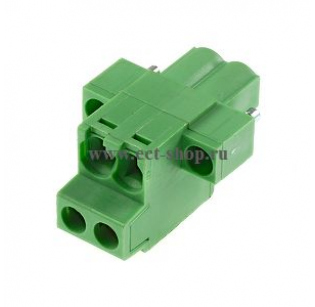 Клеммная колодка DINKLE 5ESDFM-02P, Винтовая, 2 контакта, сечение провода 0.2-4 мм2, ток 18 A, Зеленый