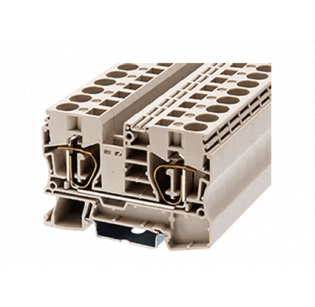 Клеммная колодка DINKLE AK10, Пружинная, сечение провода 1.5-10 мм2, ток 57 A, Бежевый