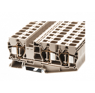 Клеммная колодка DINKLE AK16-TN, Пружинная, сечение провода 1.5-16 мм2, ток 76 A, Бежевый