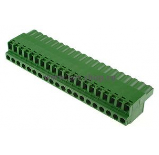 Клеммная колодка DINKLE 5ESDF-20P, Винтовая, 20 контактов, сечение провода 0.2-4 мм2, ток 18 A, Зеленый