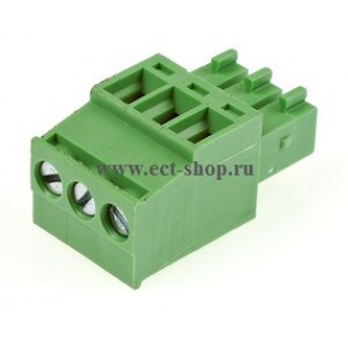 Клеммная колодка DINKLE EC350R-03P, Винтовая, 3 контакта, сечение провода 0.2-1.5 мм2, ток 14 A, Зеленый