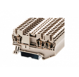 Клеммная колодка DINKLE AK2.5-TN, Пружинная, сечение провода 0.2-2.5 мм2, ток 24 A, Бежевый