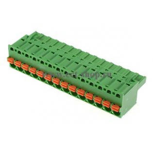 Клеммная колодка DINKLE 2ESDS-14P, Пружинная, 14 контактов, сечение провода 0.2-2.5 мм2, ток 12 A, Зеленый