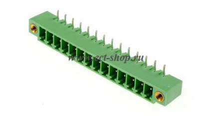 Клеммная колодка DINKLE ECH381RM-14P, 14 контактов, сечение провода - мм2, ток 14 A, Зеленый фото 1