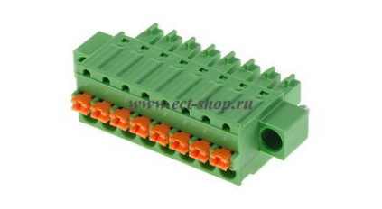 Клеммная колодка DINKLE ESC381VM-08P, Пружинная, 8 контактов, сечение провода 0.2-1.5 мм2, ток 8 A, Зеленый фото 1