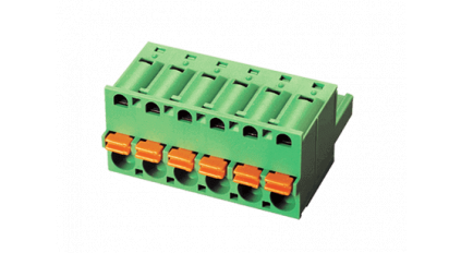 Клеммная колодка DINKLE 5ESDSR-04P, Пружинная, 4 контакта, сечение провода 0.2-1.5 мм2, ток 12 A, Зеленый фото 1