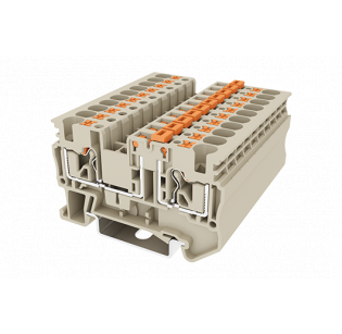 Клеммная колодка DINKLE DP4N-TG, Push-in, сечение провода 0.2-4 мм2, ток 20 A, Бежевый