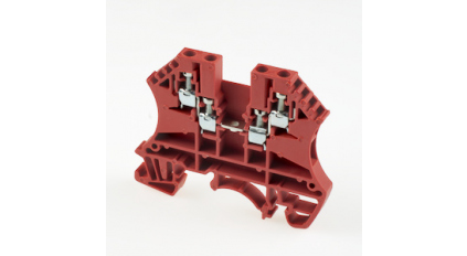 Клеммная колодка DINKLE DK1.5-TR-RD (UDK1.5-RD), Винтовая, сечение провода 0.5-1.5 мм2, ток 17.5 A, Красный фото 1