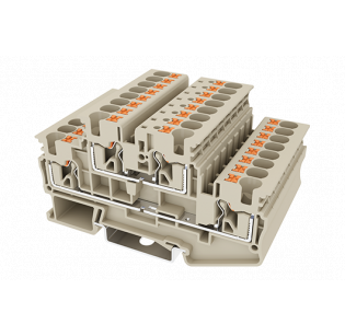 Клеммная колодка DINKLE DPP4N, Push-in, сечение провода 0.2-4 мм2, ток 22 A, Бежевый