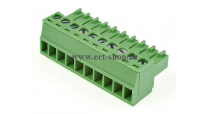 Клеммная колодка DINKLE EC350V-10P, Винтовая, 10 контактов, сечение провода 0.2-1.5 мм2, ток 14 A, Зеленый фото 1