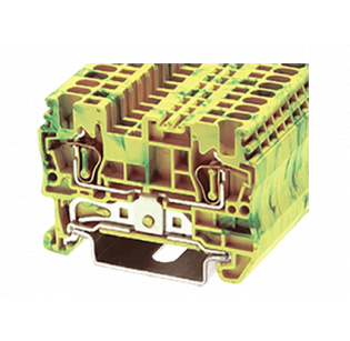 Клеммная колодка DINKLE AK1.5-PE, Пружинная, сечение провода 0.14-1.5 мм2, ток 17.5 A, Желто-зеленый