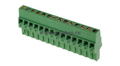 Клеммная колодка DINKLE 2ESDR-14P, Винтовая, 14 контактов, сечение провода 0.2-2.5 мм2, ток 18 A, Зеленый фото 1