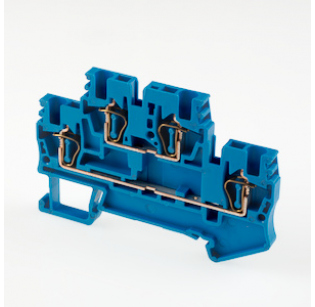 Клеммная колодка DINKLE AKK2.5-BL, Пружинная, сечение провода 0.2-2.5 мм2, ток 24 A, Синий