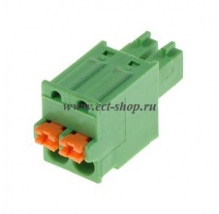 Клеммная колодка DINKLE ESC381V-02P, Пружинная, 2 контакта, сечение провода 0.2-1.5 мм2, ток 8 A, Зеленый