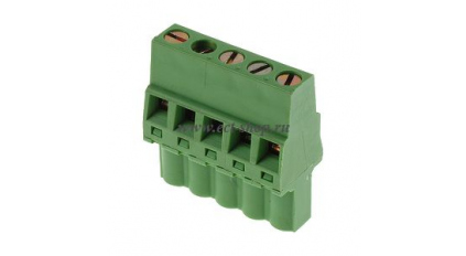 Клеммная колодка DINKLE 2ESDRL-05P, Винтовая, 5 контактов, сечение провода 0.2-2.5 мм2, ток 18 A, Зеленый фото 1