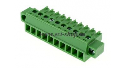 Клеммная колодка DINKLE EC381VM-10P, Винтовая, 10 контактов, сечение провода 0.2-1.5 мм2, ток 14 A, Зеленый фото 1