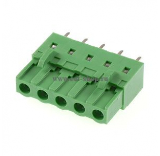 Клеммная колодка DINKLE 2ESDCV-05P, 5 контактов, сечение провода - мм2, ток 18 A, Зеленый