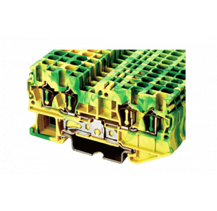 Клеммная колодка DINKLE AK2.5-TR-PE, Пружинная, сечение провода 0.2-2.5 мм2, ток 24 A, Желто-зеленый