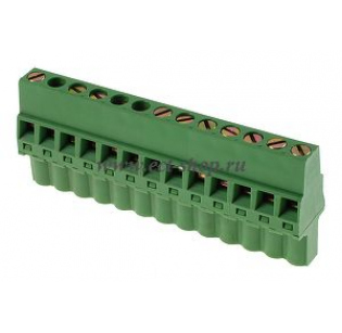 Клеммная колодка DINKLE 2ESDRL-13P, Винтовая, 13 контактов, сечение провода 0.2-2.5 мм2, ток 18 A, Зеленый