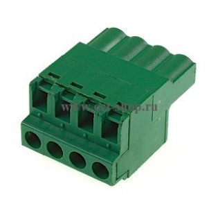 Клеммная колодка DINKLE 5ESDF-04P, Винтовая, 4 контакта, сечение провода 0.2-4 мм2, ток 18 A, Зеленый